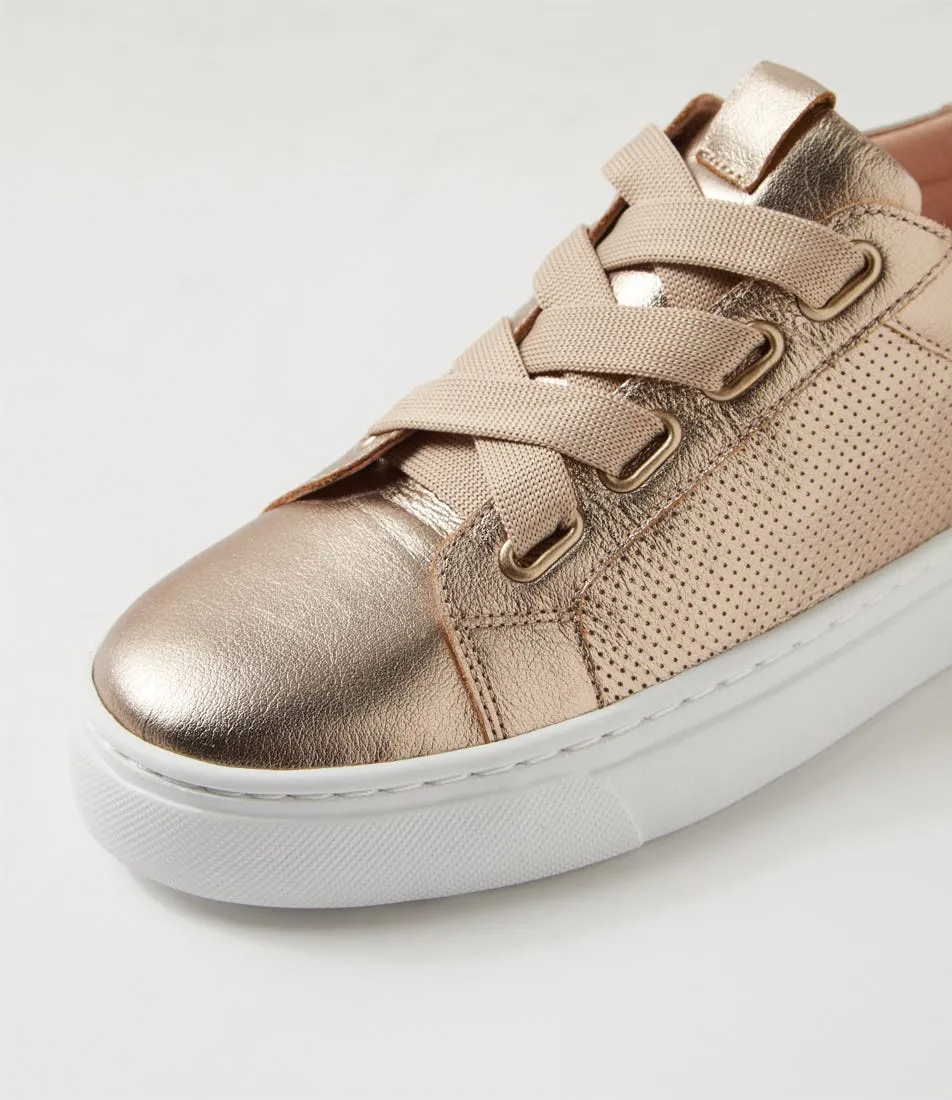 DIANA FERRARI Orcani Champagne Leather Sneakers