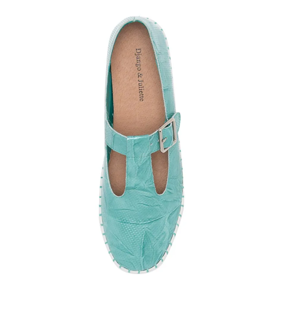 DJANGO & JULIETTE Baholt Teal Shrunken Patent Sneakers Ws