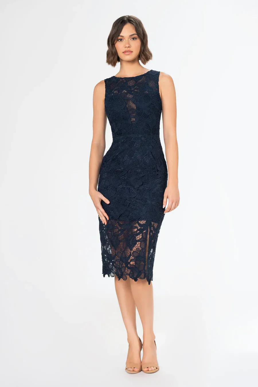 Dress The Population    Avianna Lace Midi Dress Navy