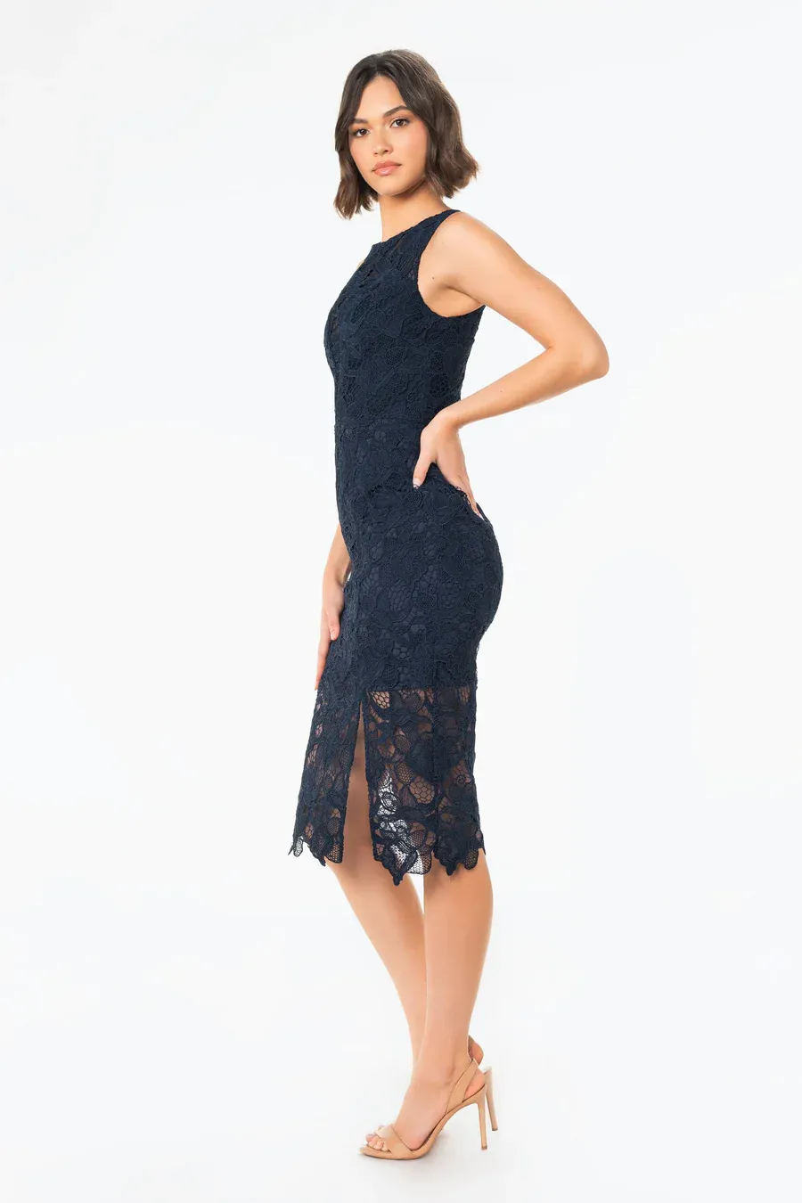 Dress The Population    Avianna Lace Midi Dress Navy