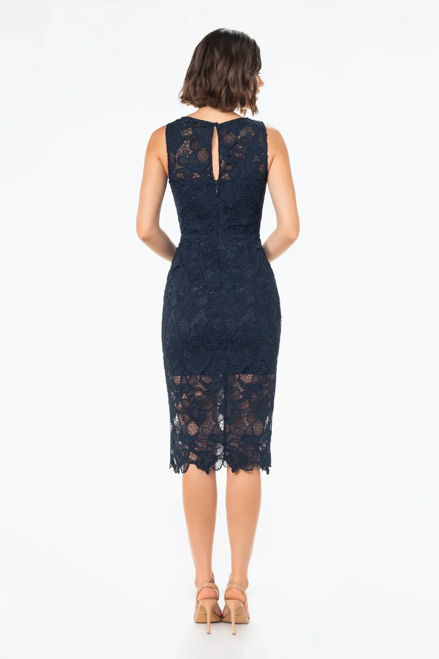 Dress The Population    Avianna Lace Midi Dress Navy