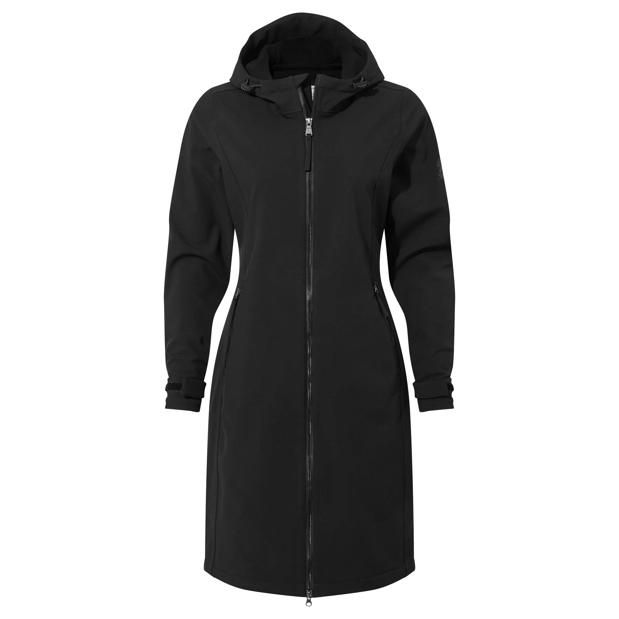 Enya Womens Waterproof Softshell Long Jacket - Black