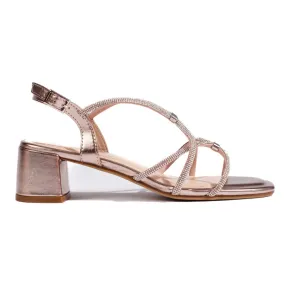 Gold and pink women's sandals with decorative straps by Sergio Leone