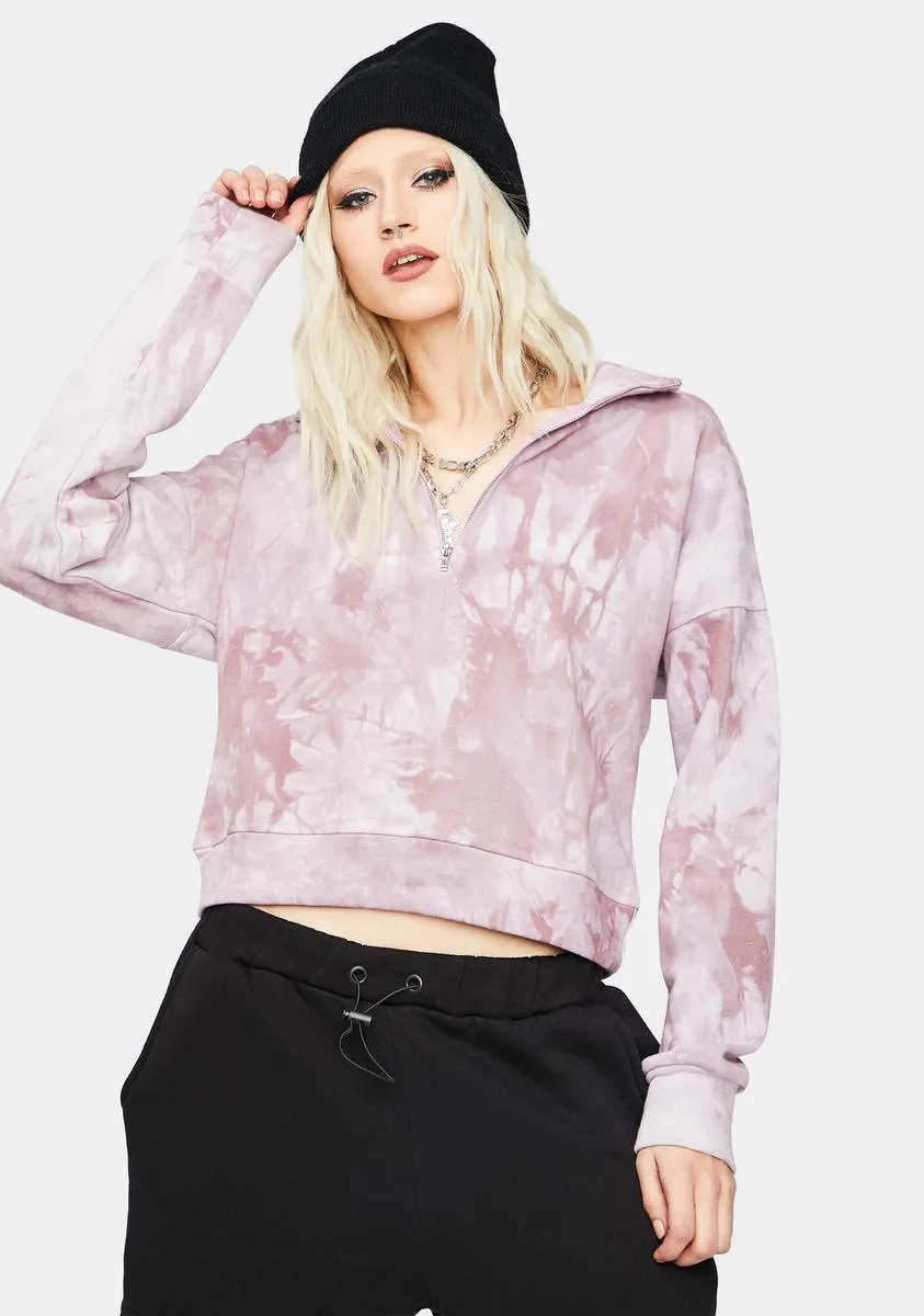 Grape About The Vibe Tie Dye Cropped Pullover-