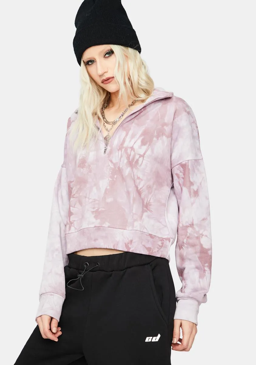 Grape About The Vibe Tie Dye Cropped Pullover-