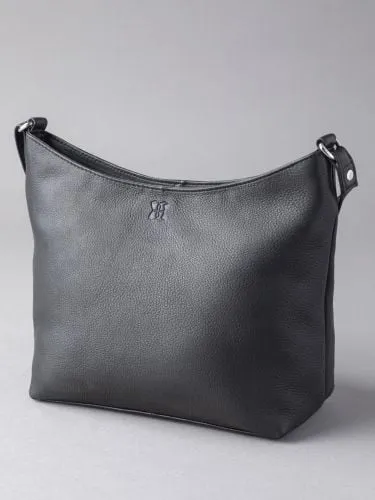 Grasmere Leather Cross Body Bag in Black