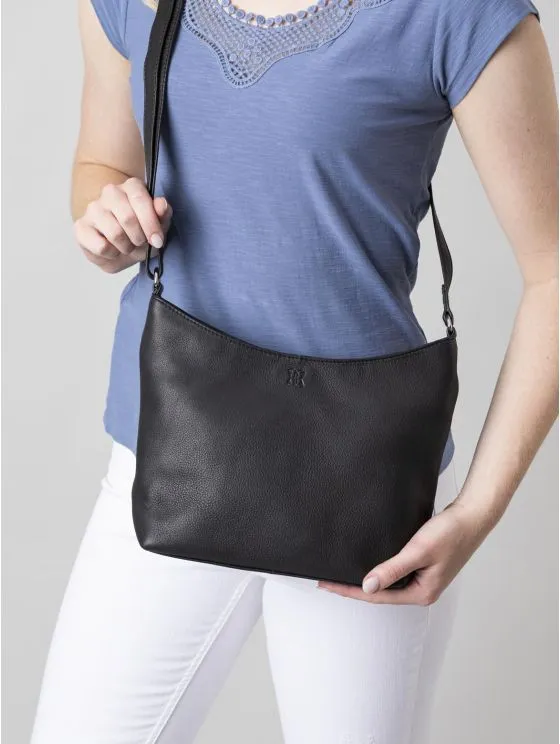 Grasmere Leather Cross Body Bag in Black