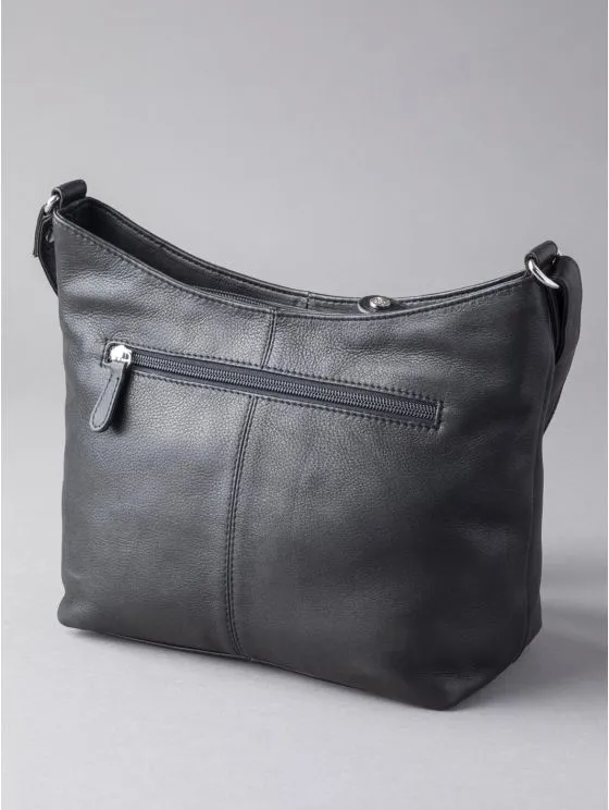 Grasmere Leather Cross Body Bag in Black