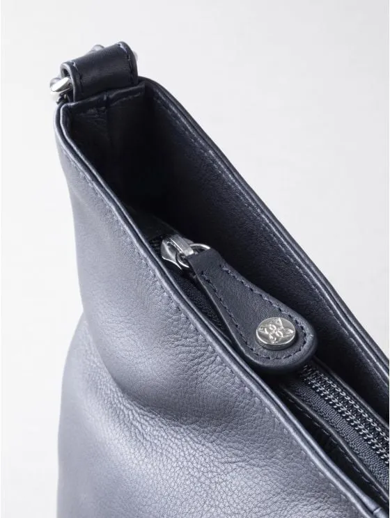 Grasmere Leather Cross Body Bag in Navy