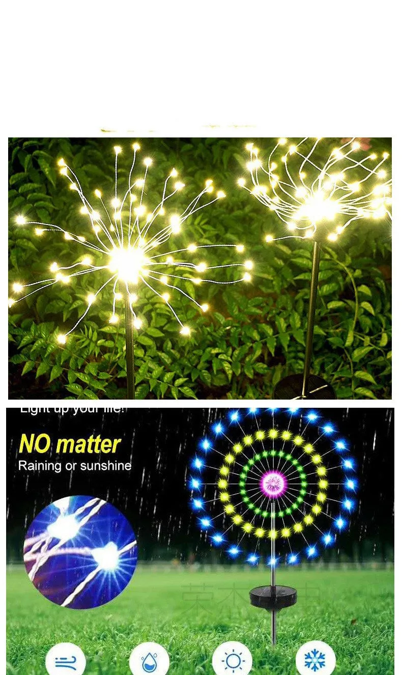 Ground-Inserted Firework Lights Christmas Outdoor LED Holiday Sky Starry Light