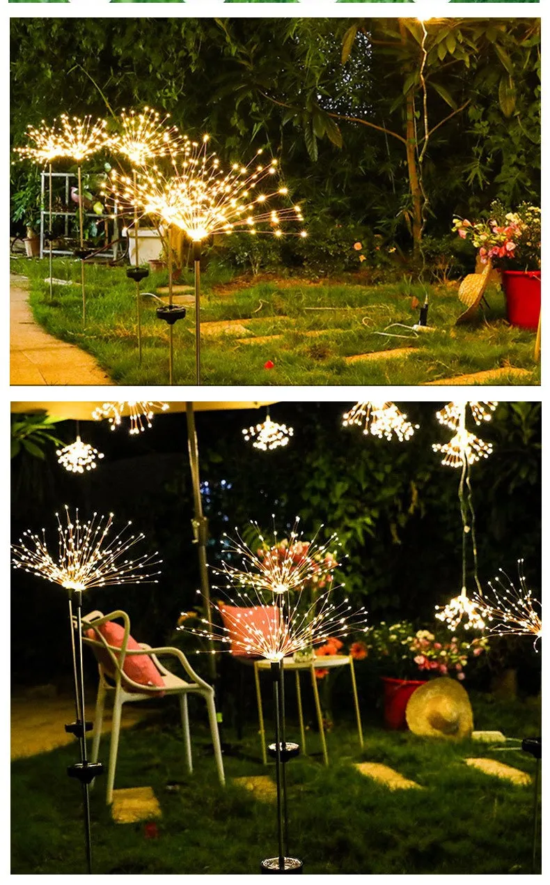 Ground-Inserted Firework Lights Christmas Outdoor LED Holiday Sky Starry Light