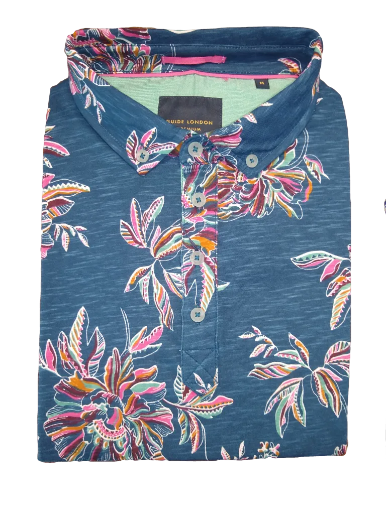 Guide London Botanical Print Polo  Shirt