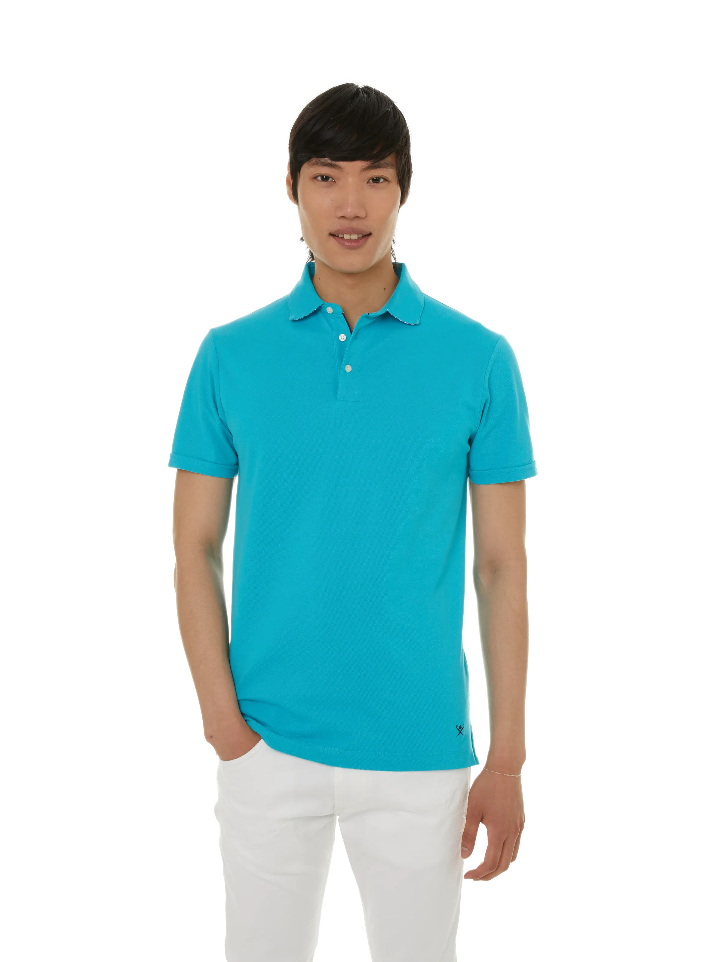 HACKETT  Plain cotton polo shirt - Blue