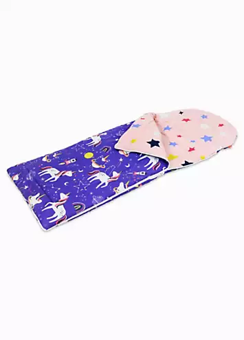 Happy Linen Co. Space Unicorn Glow in the Dark Reversible Sleeping Bag | Kaleidoscope