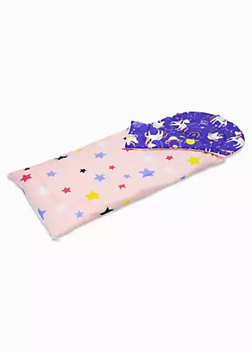 Happy Linen Co. Space Unicorn Glow in the Dark Reversible Sleeping Bag | Kaleidoscope