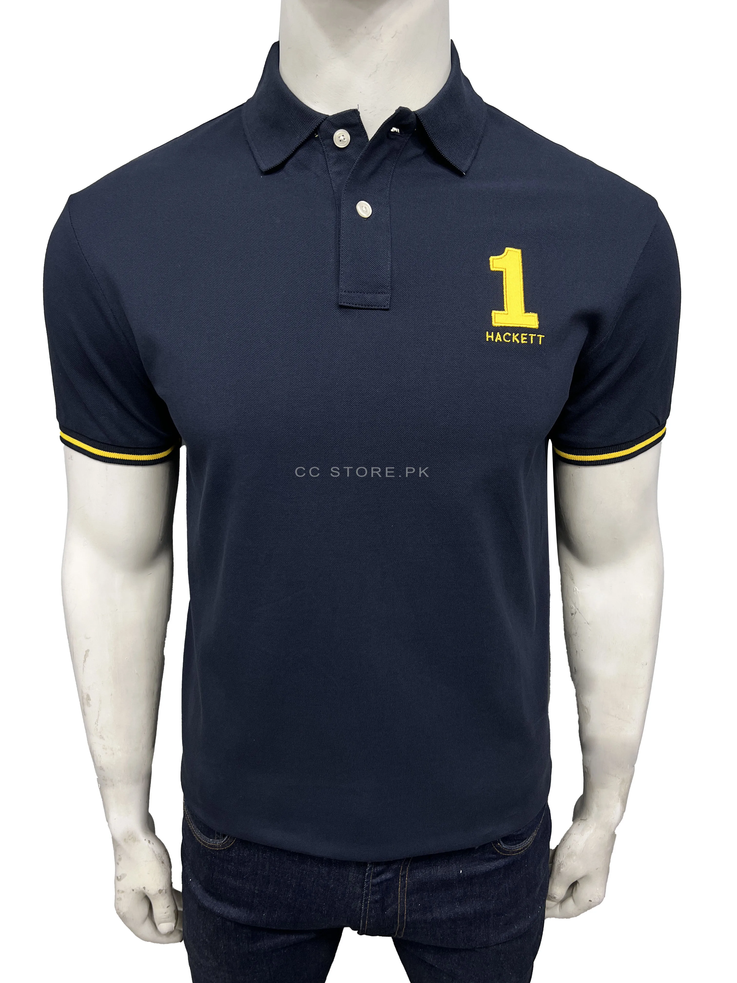 HKT Number Logo Navy Blue Polo