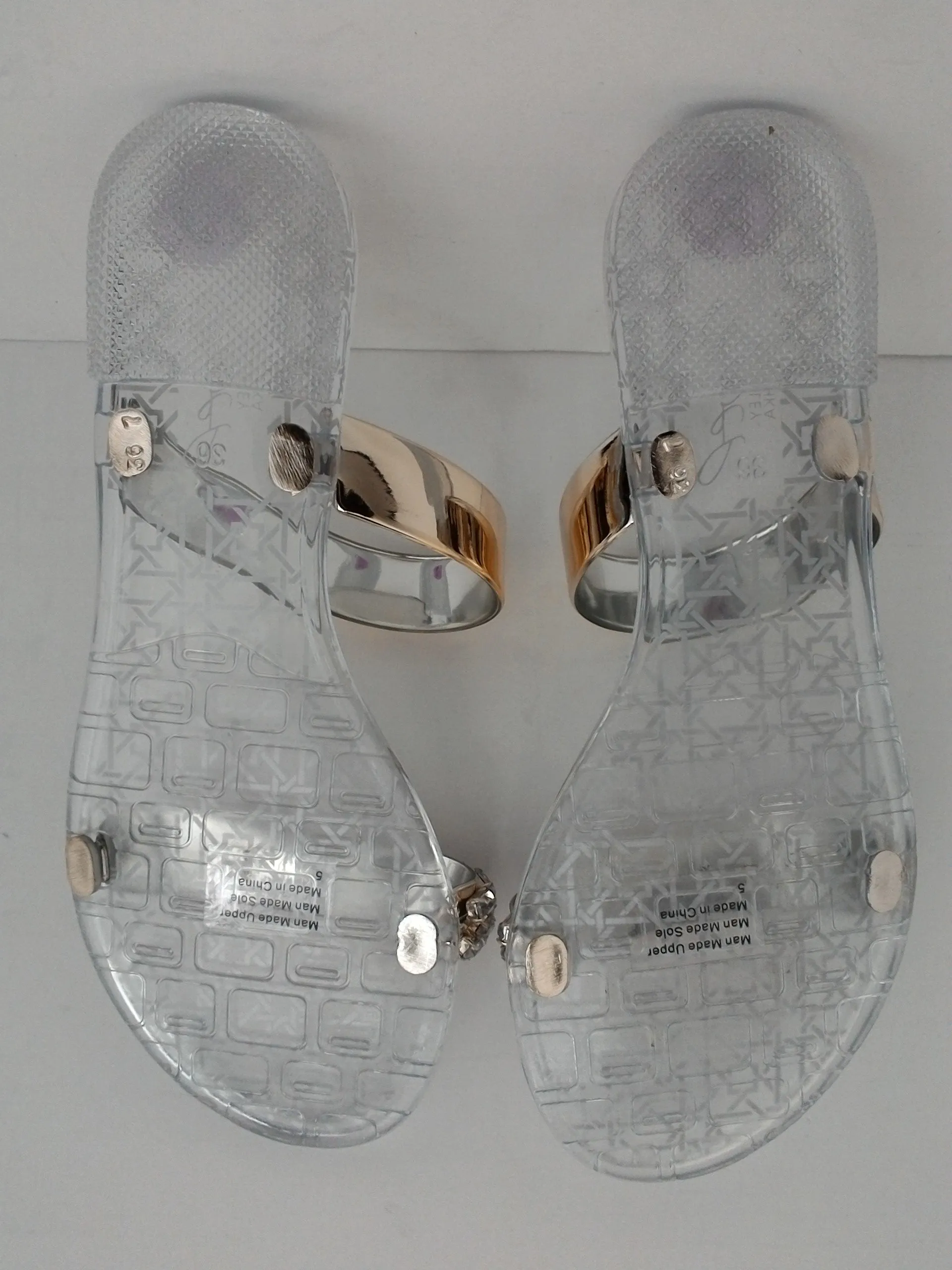 Jewel by Badgley Mischka Double Banda Slide Clear evening Sandals Size 5 M