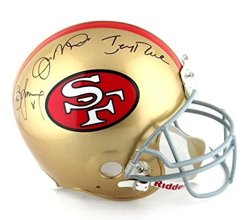 Joe Montana, Jerry Rice, & Steve Young Autographed/Signed San Francisco 49ers Throwback Riddell Authentic NFL Helmet