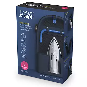 Joseph Joseph Pocket Plus Folding Table-Top Ironing Board Black/Blue | Kaleidoscope