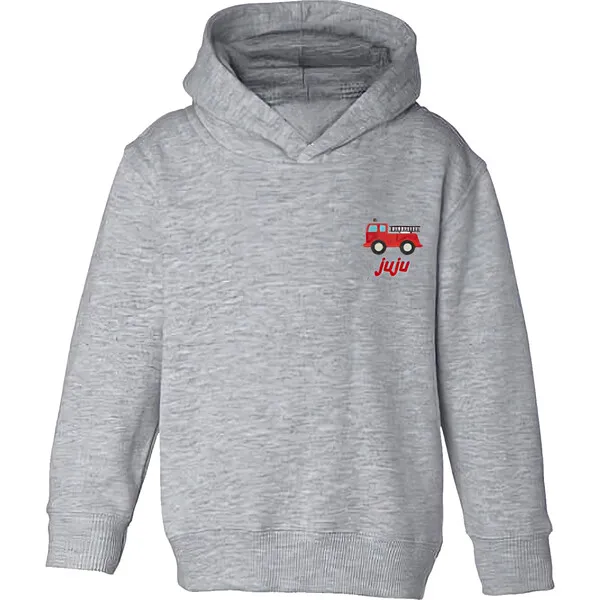 juju + stitch Little Kid Fire Truck Pullover Hoodie, Gray