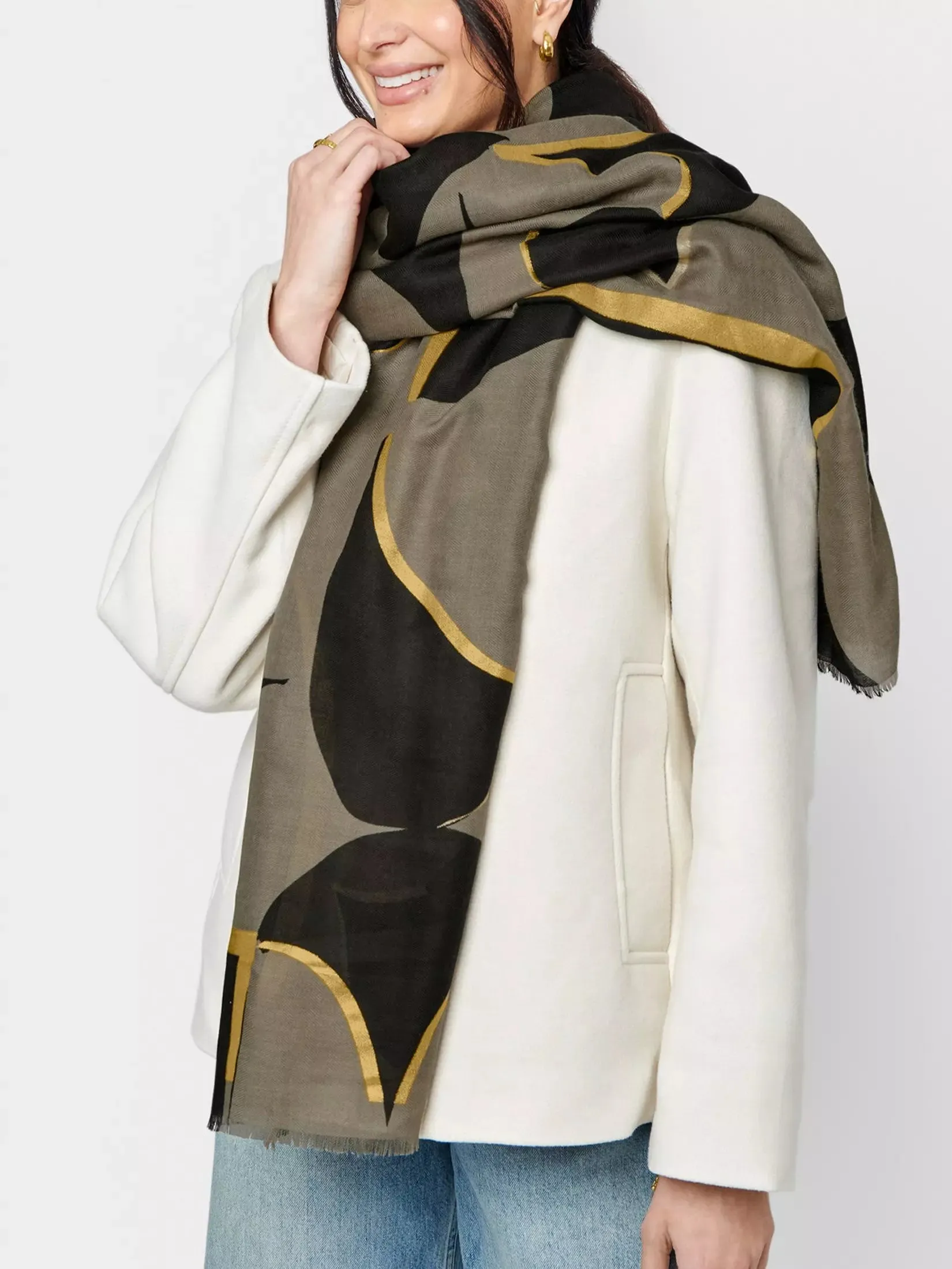 Katie Loxton Geometric Arch Printed Foil Scarf