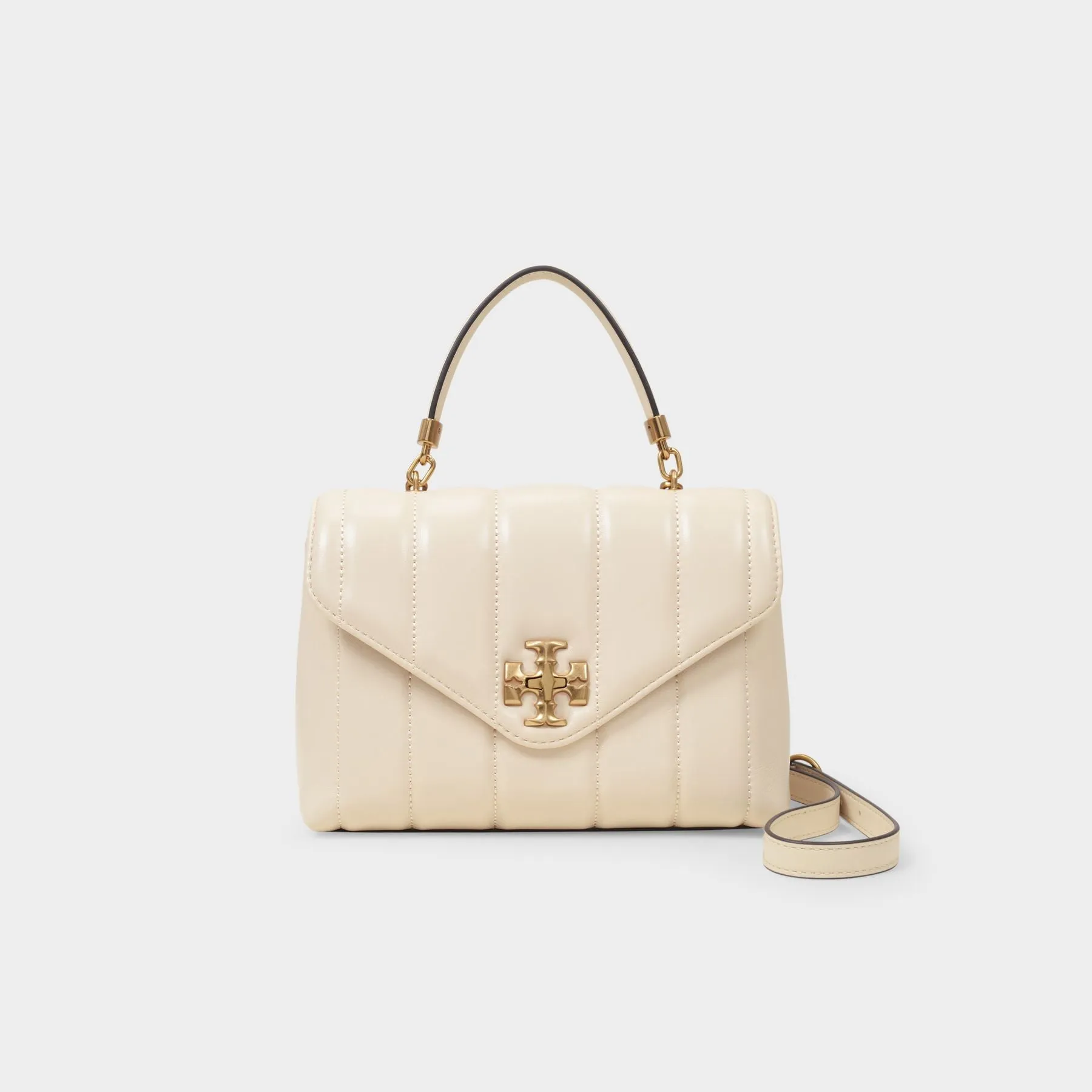 Kira Small Top Handle Bag in White Leather