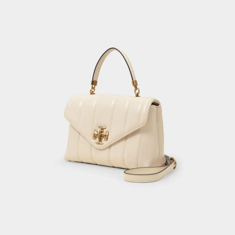 Kira Small Top Handle Bag in White Leather