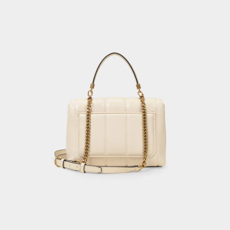 Kira Small Top Handle Bag in White Leather