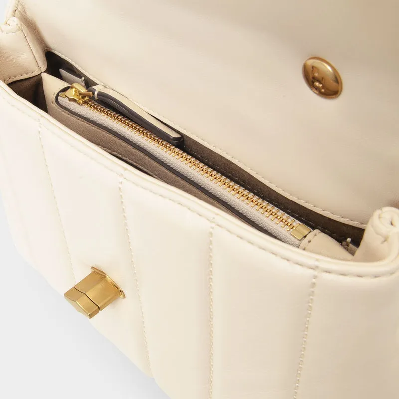 Kira Small Top Handle Bag in White Leather