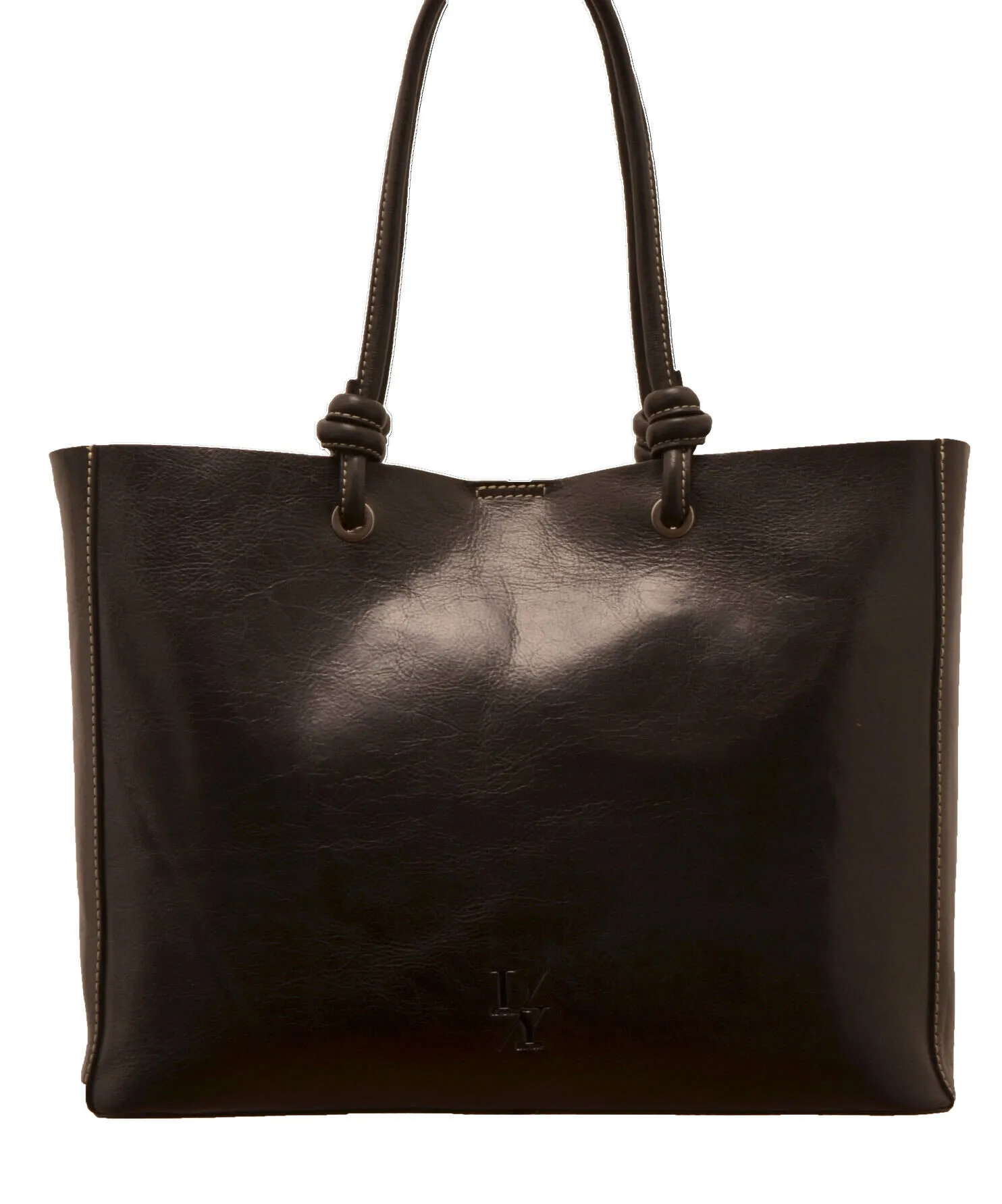 Large black cowhide leather bag 14838