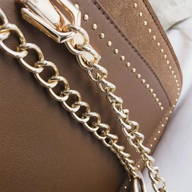 Leather Gianna Handbag Metal Chain Tote For Women