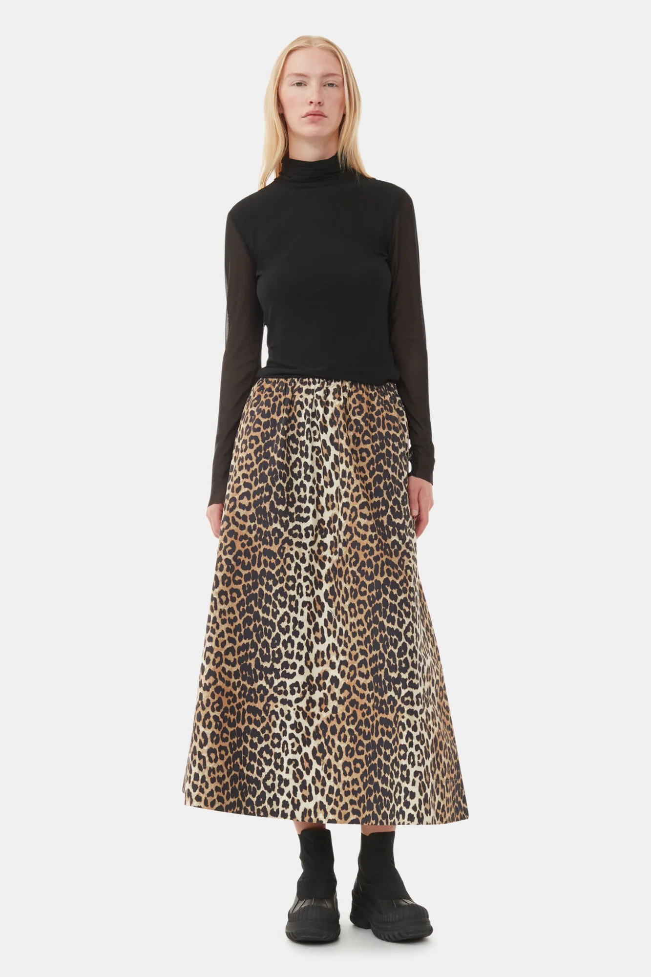 Leopard Printed Elasticated Maxi Skirt