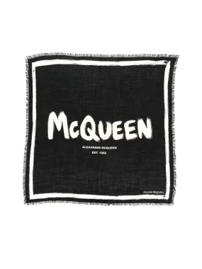 Logo Print Wool Scarf