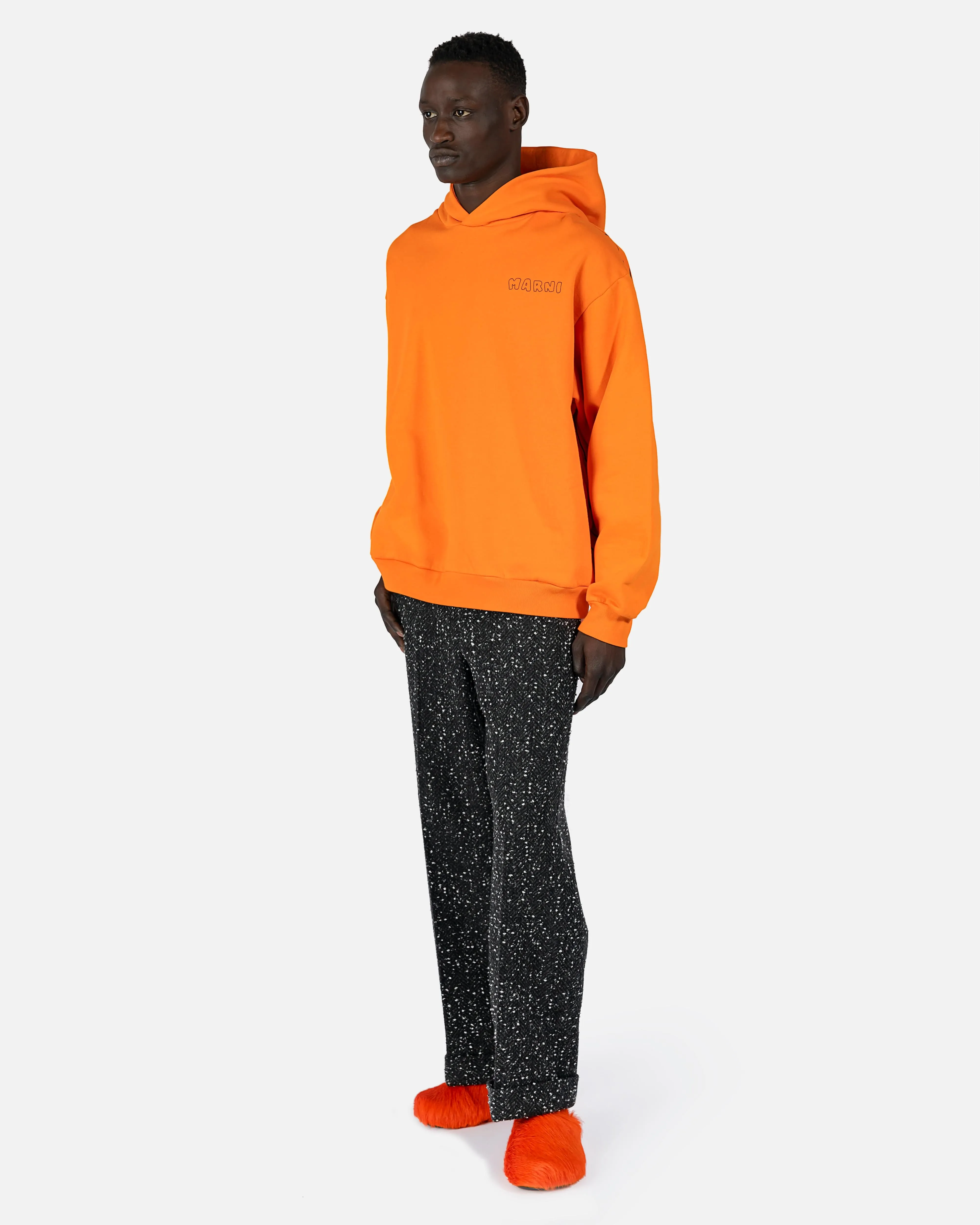 Marni Vibrating Flower Motif Hoodie in Orange