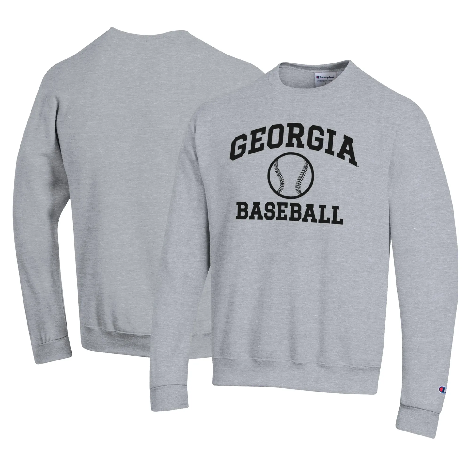 Men's Champion Gray Georgia Bulldogs Icon Baseball Powerblend Pullover Sweatshirt