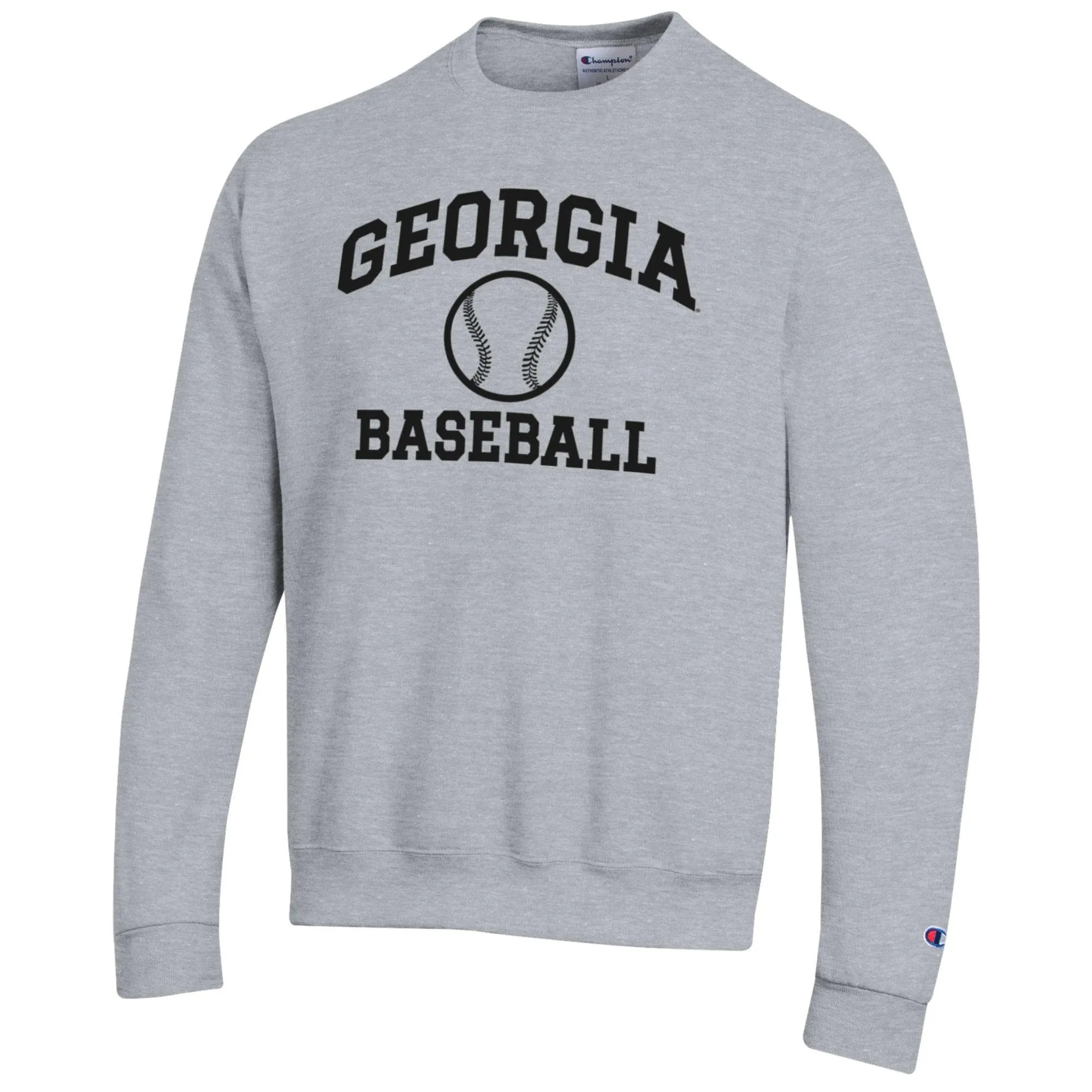 Men's Champion Gray Georgia Bulldogs Icon Baseball Powerblend Pullover Sweatshirt