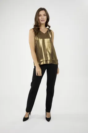 Metallic V-neck Pullover Style 244144