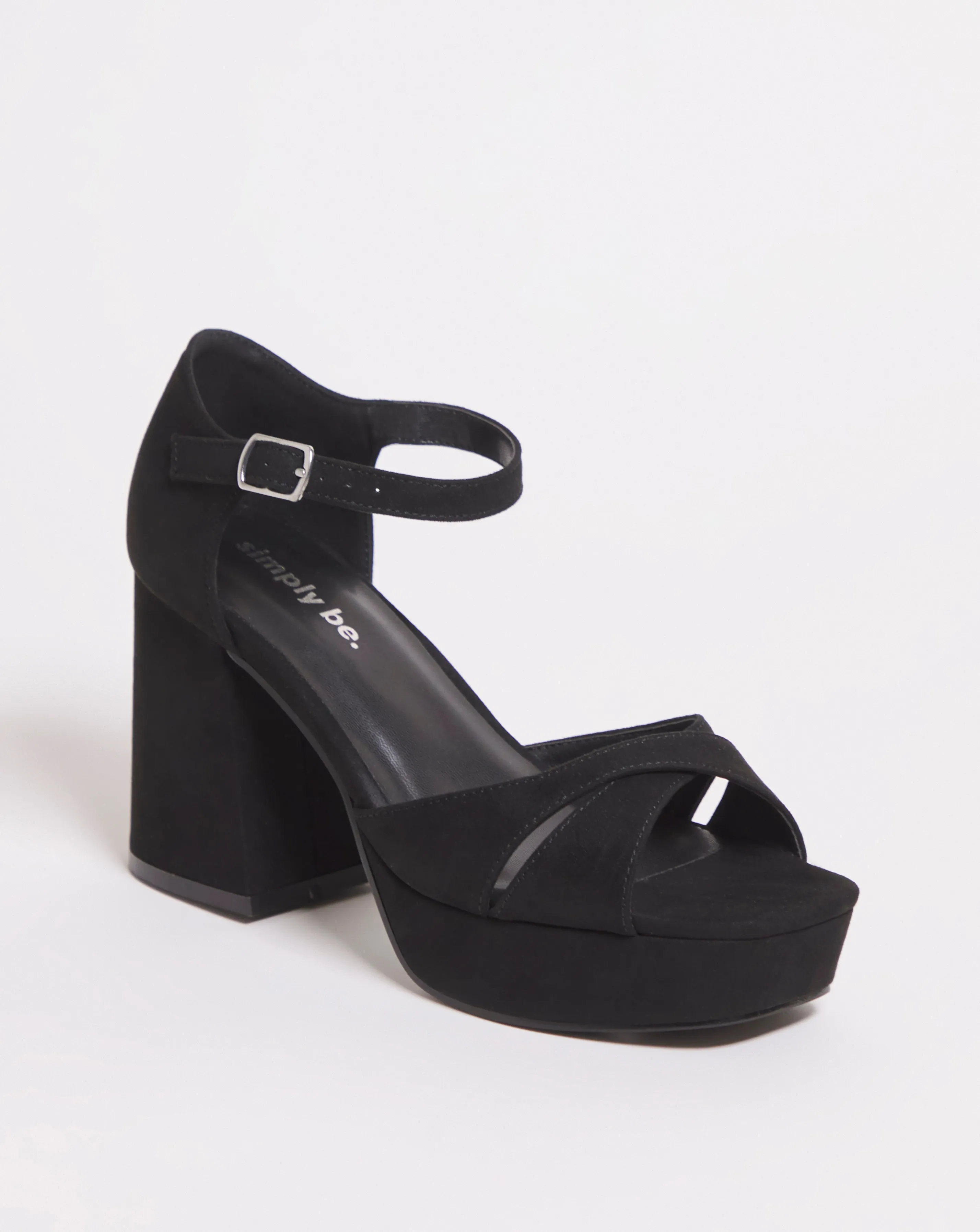 Mia Cross Front Platform Heeled Sandals Extra Wide EEE Fit | Simply Be