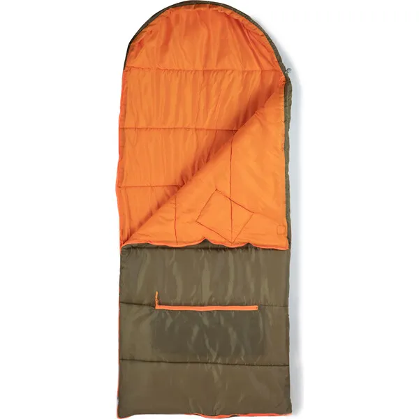 Mimish Sleep 'N' Pack Big Kids Sleeping Bag, Olive/Orange