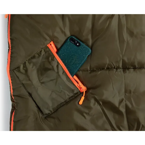 Mimish Sleep 'N' Pack Big Kids Sleeping Bag, Olive/Orange