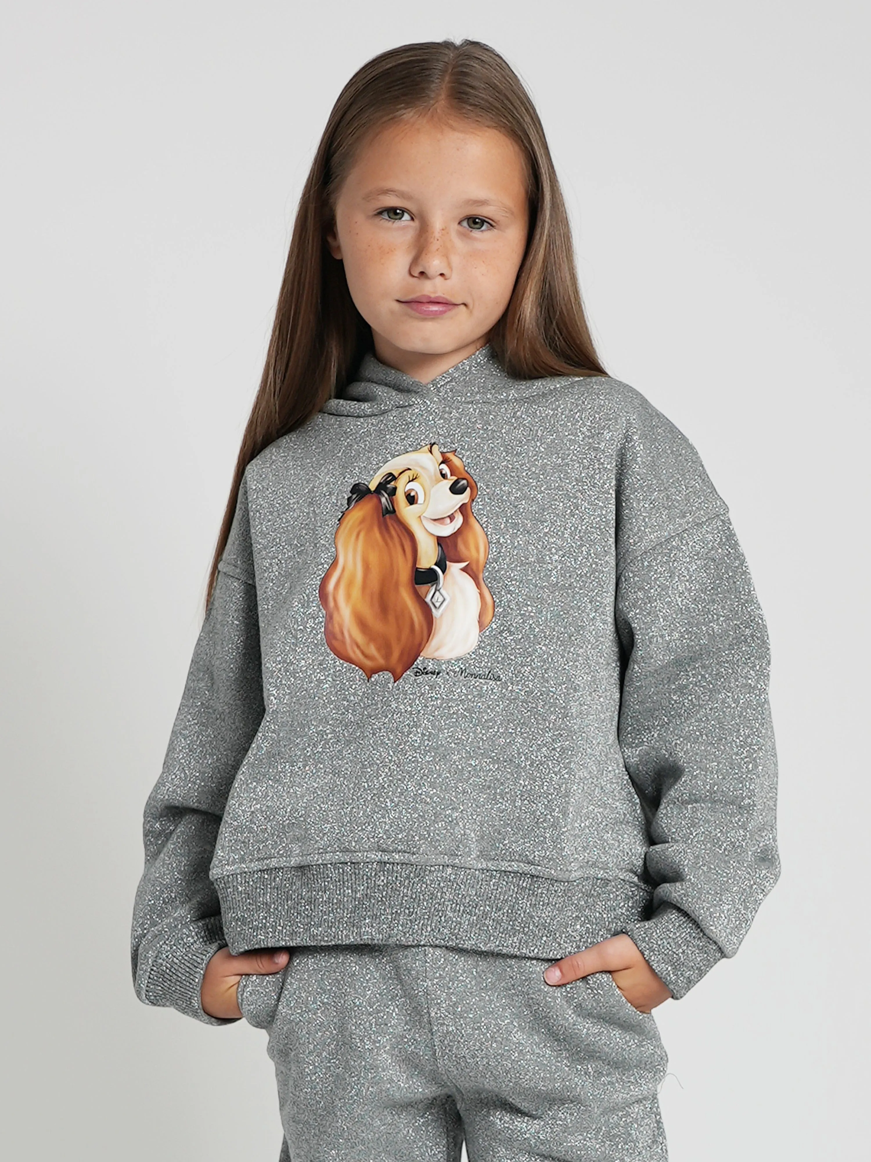 Monnalisa Girls Disney's Lady Hoodie in Grey