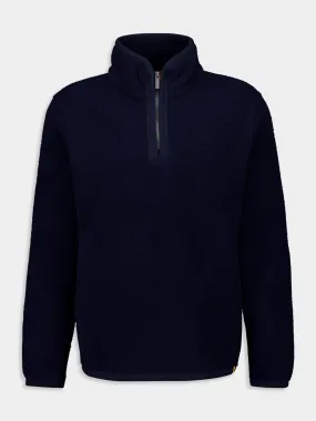 Navy Zipped Wool Fleece Jacket