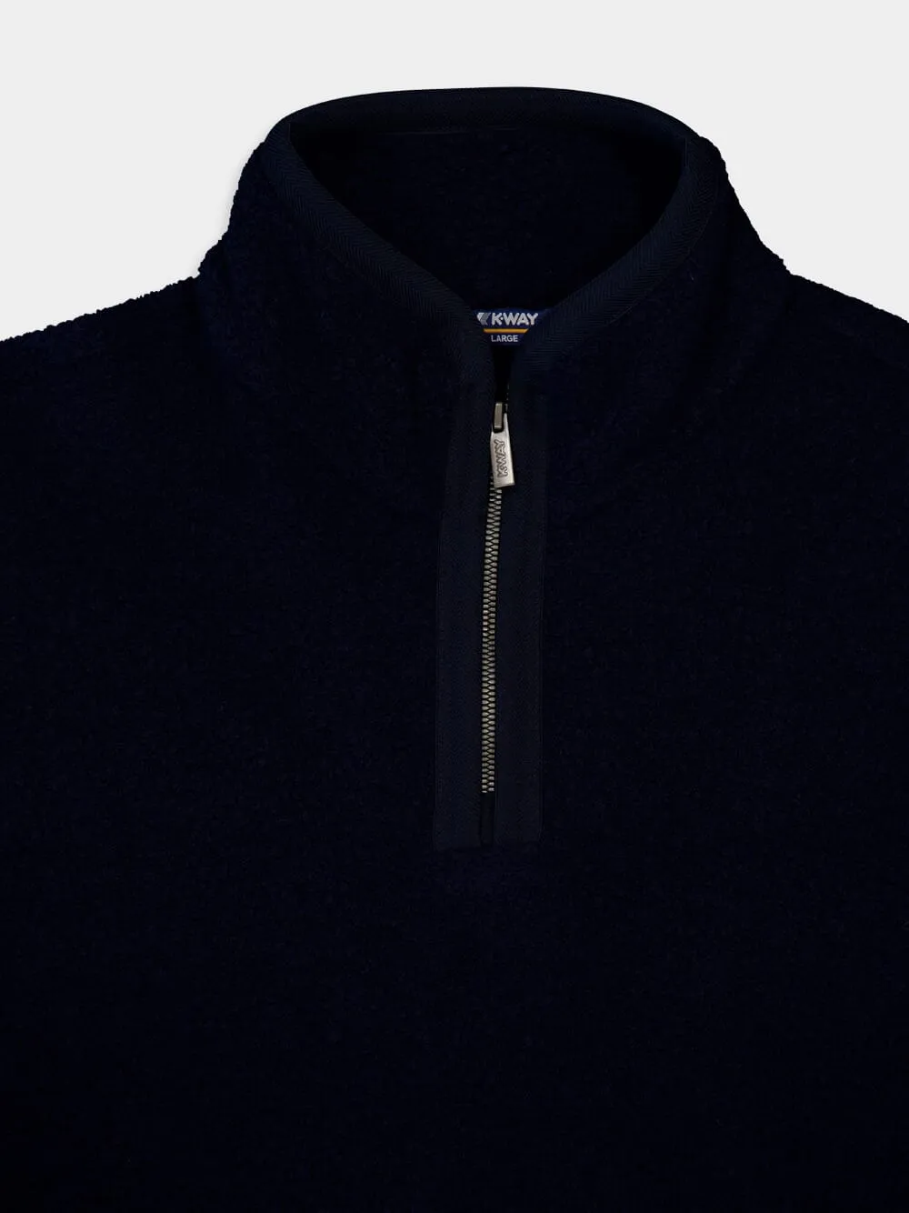 Navy Zipped Wool Fleece Jacket