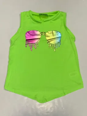 Neon Lime Foil Sunglasses Tie Tank