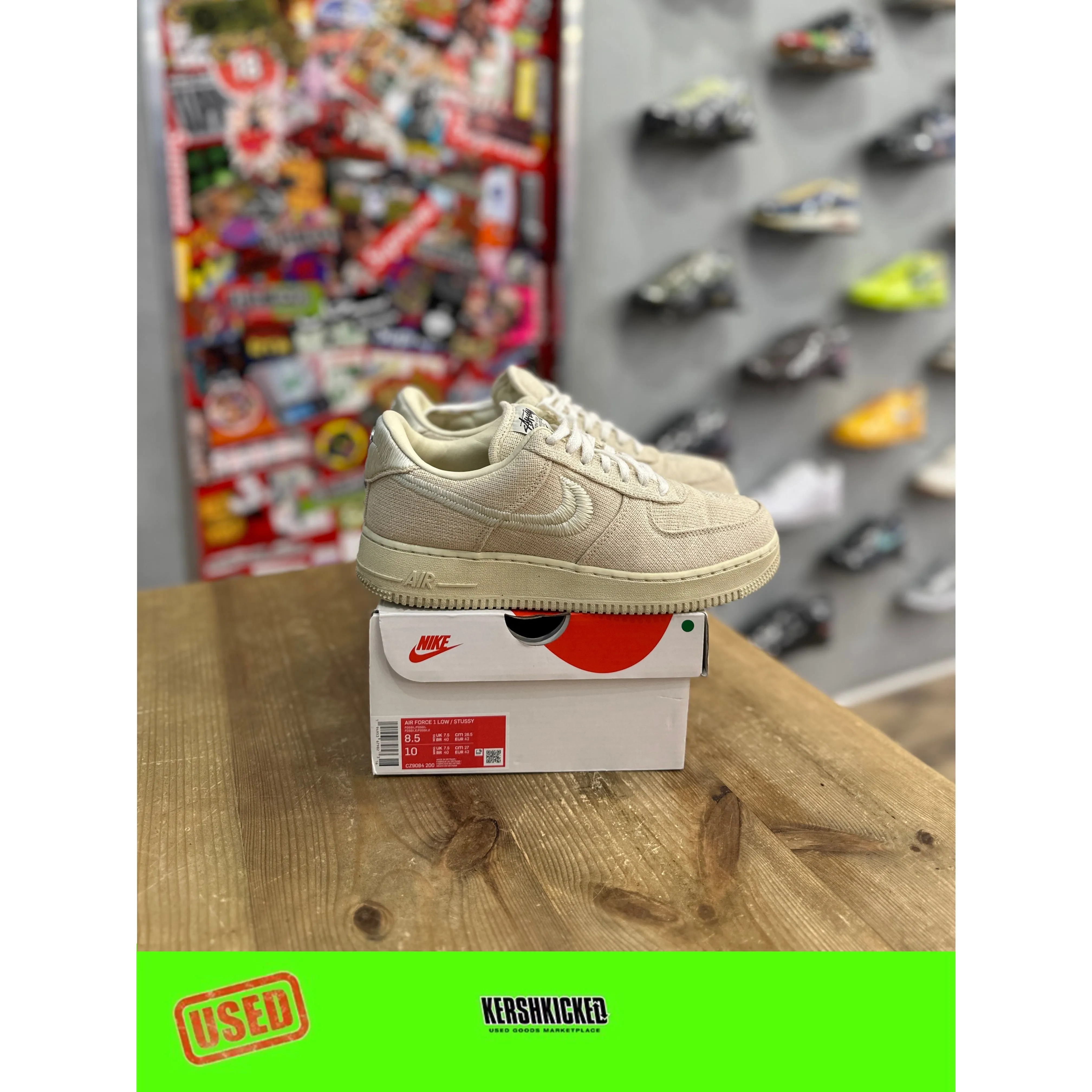 Nike Air Force 1 Low Stussy Fossil UK 7.5