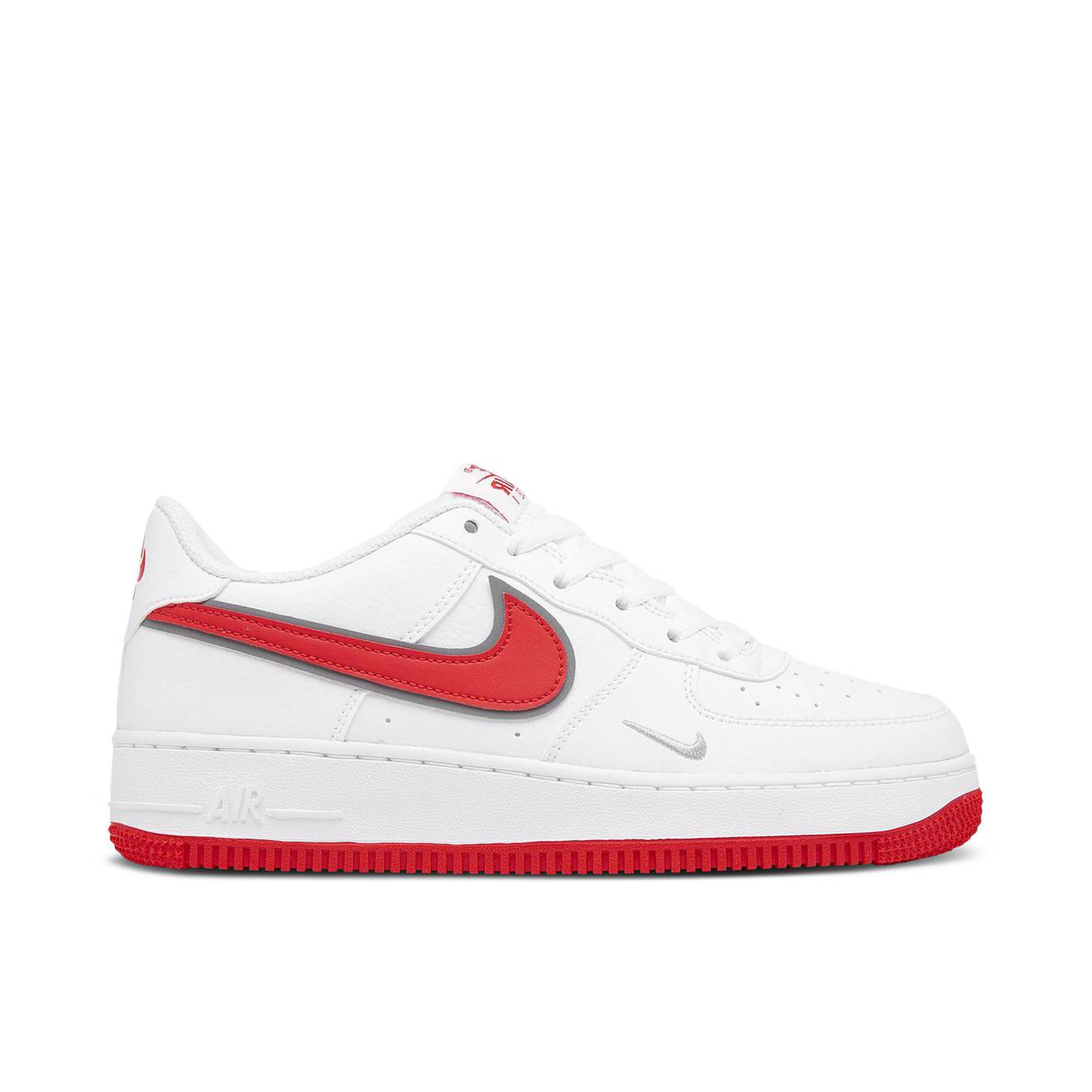 Nike Air Force 1 White Habanero Red Mini Swoosh GS | DX9269-101 | Laced