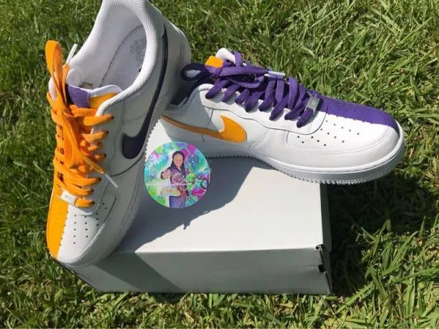 Nike Air Force Ones Purple and Yellow Custom