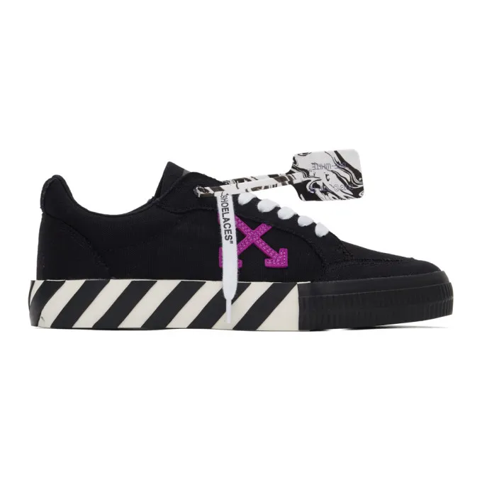 Off-White Black and Purple Low Vulcanized Sneakers