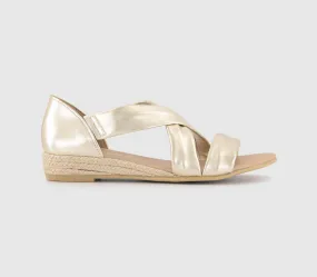 OFFICE Hallie Cross Strap Espadrille Sandals Gold Leather