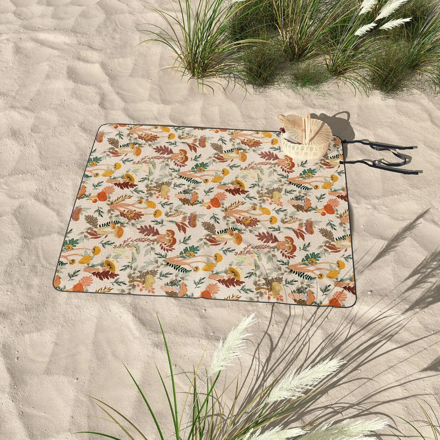 Ole Colorful Mushrooms Picnic Blanket (DS)